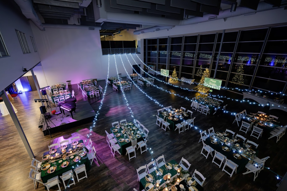 Christmas lights add-on creating warm ambient lighting throughout the venue