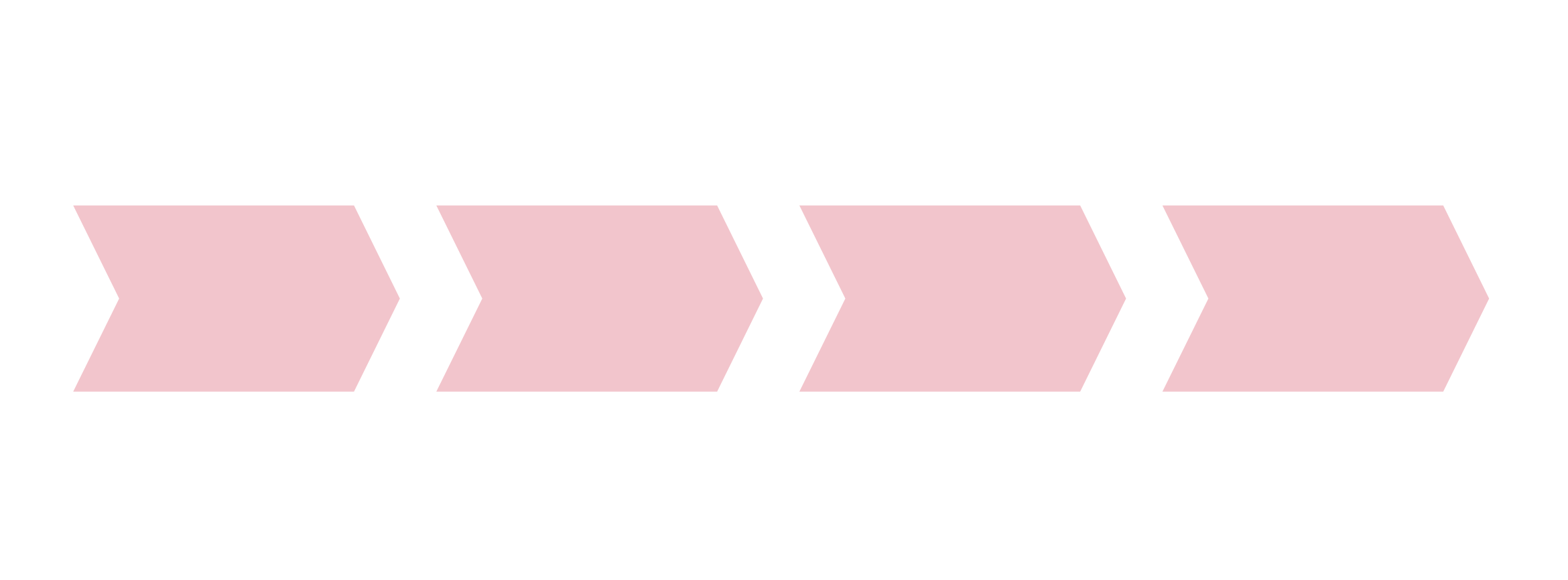 A series of five pink directional arrows pointing to the right on a white background.