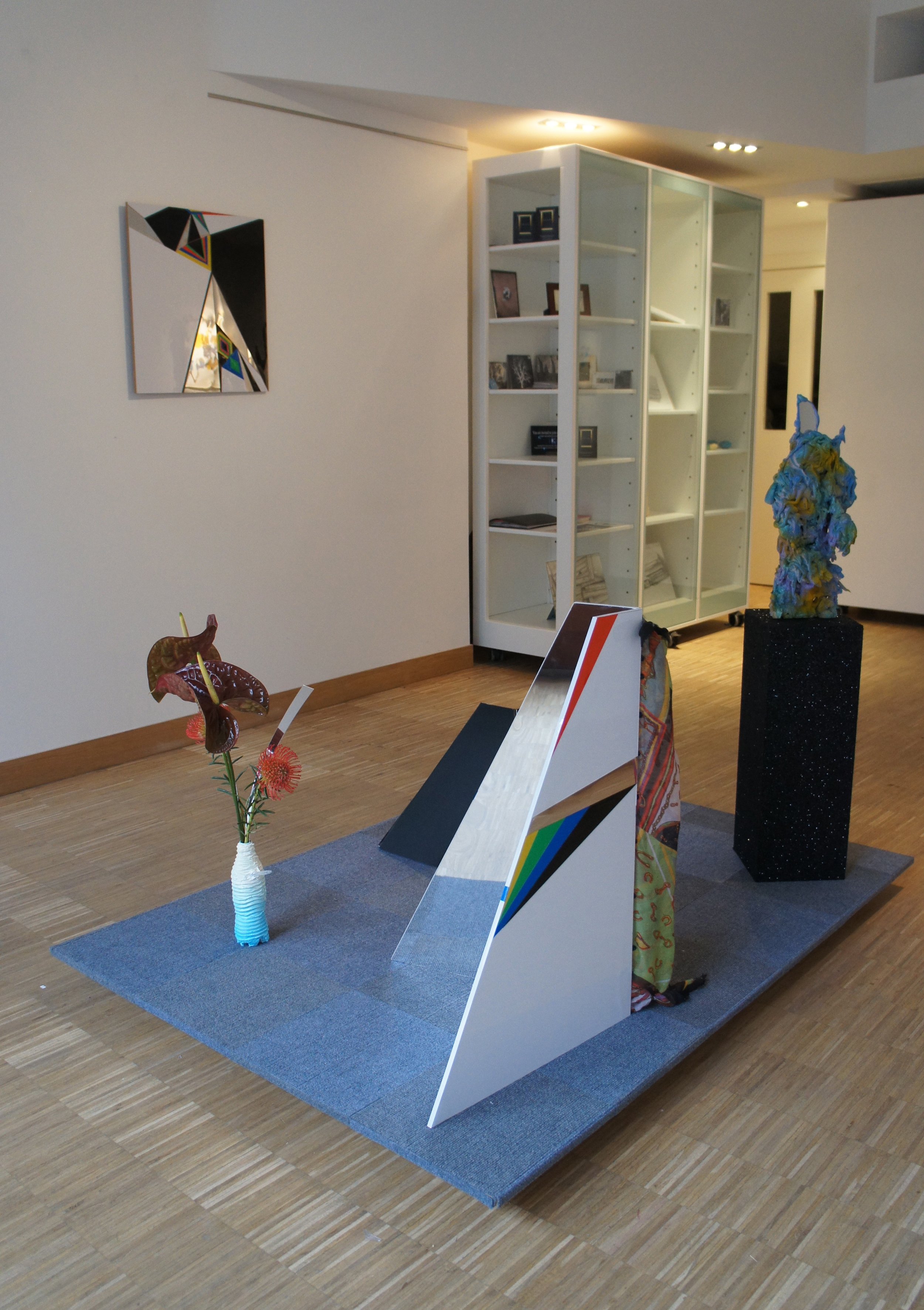 John Nicol, An Abominable Affair Part 2, 2012, Image1 MDF, Plastic, Cotton Fabric, Glitter, Picasso Scarf, Marble, Flowers, Spray Paint and Acrylic Sealant on Plastic Bottle and Action Figure .jpg