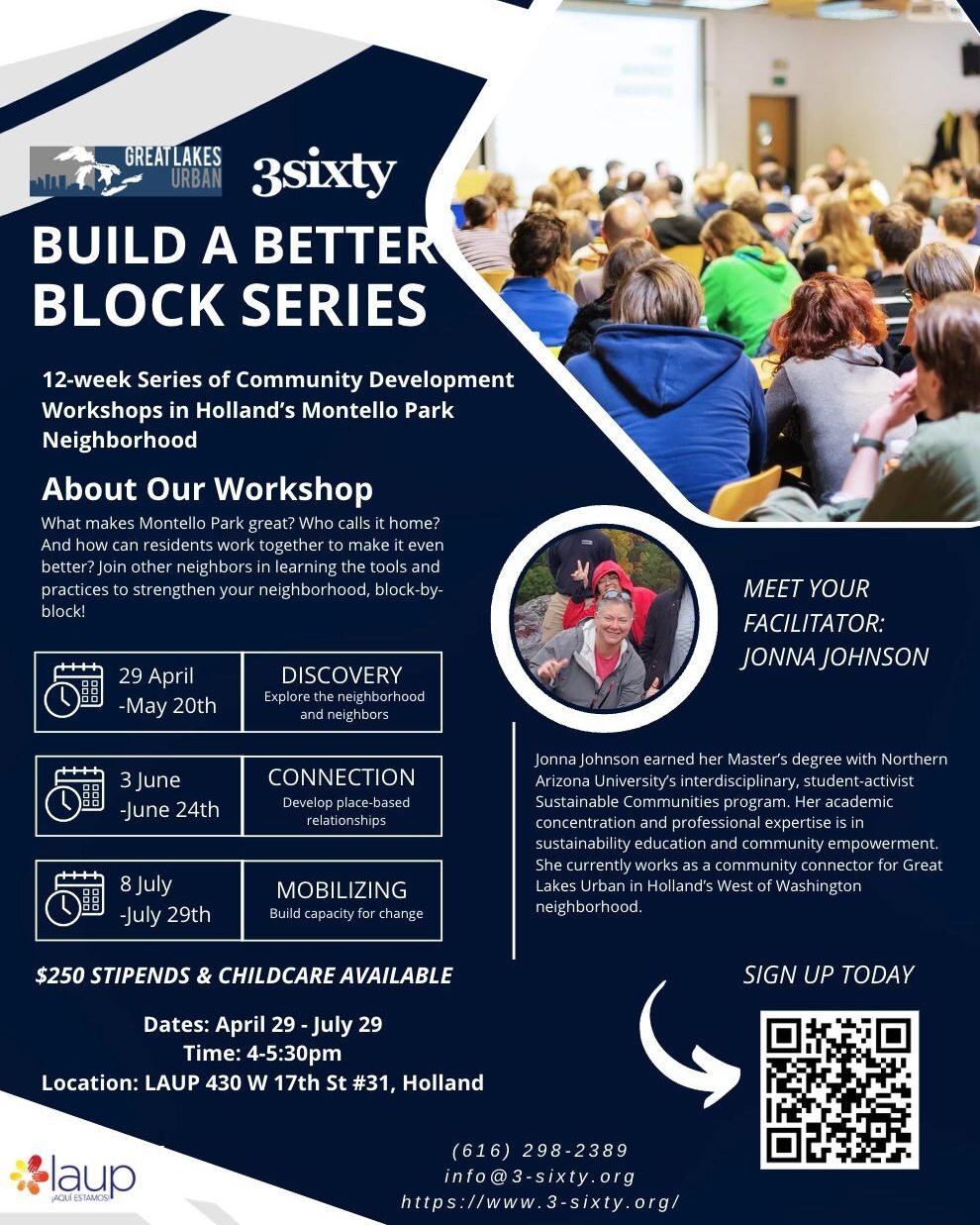 If you are a Montello Park resident or know of someone who is, we are hosting a workshop series where you can receive a $250 Stipend. 
.
Starting April 27th, 3Sixty and Great Lakes Urban will be hosting a series to help you become a better block lead