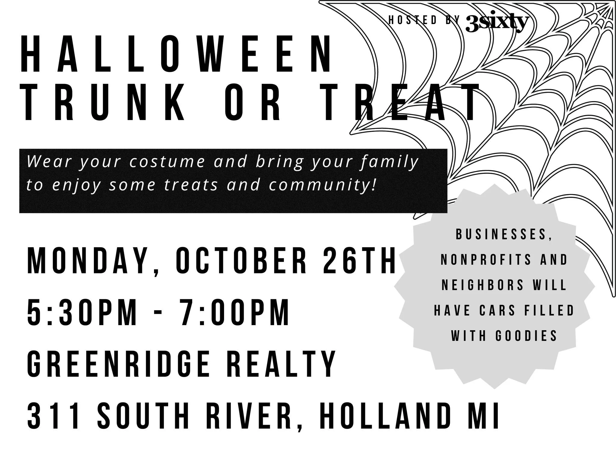 Thanks to Greenridge Realtors Group for hosting a Trunk or Treat this Saturday, October 26, for our Eastcore neighbors! See you there from 5:30 - 7pm! 🎃