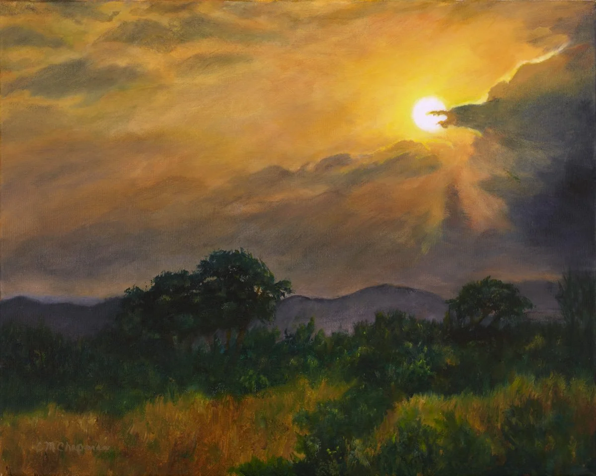 Cloudy Sunset, Oil on Canvas, 16x20, Framed