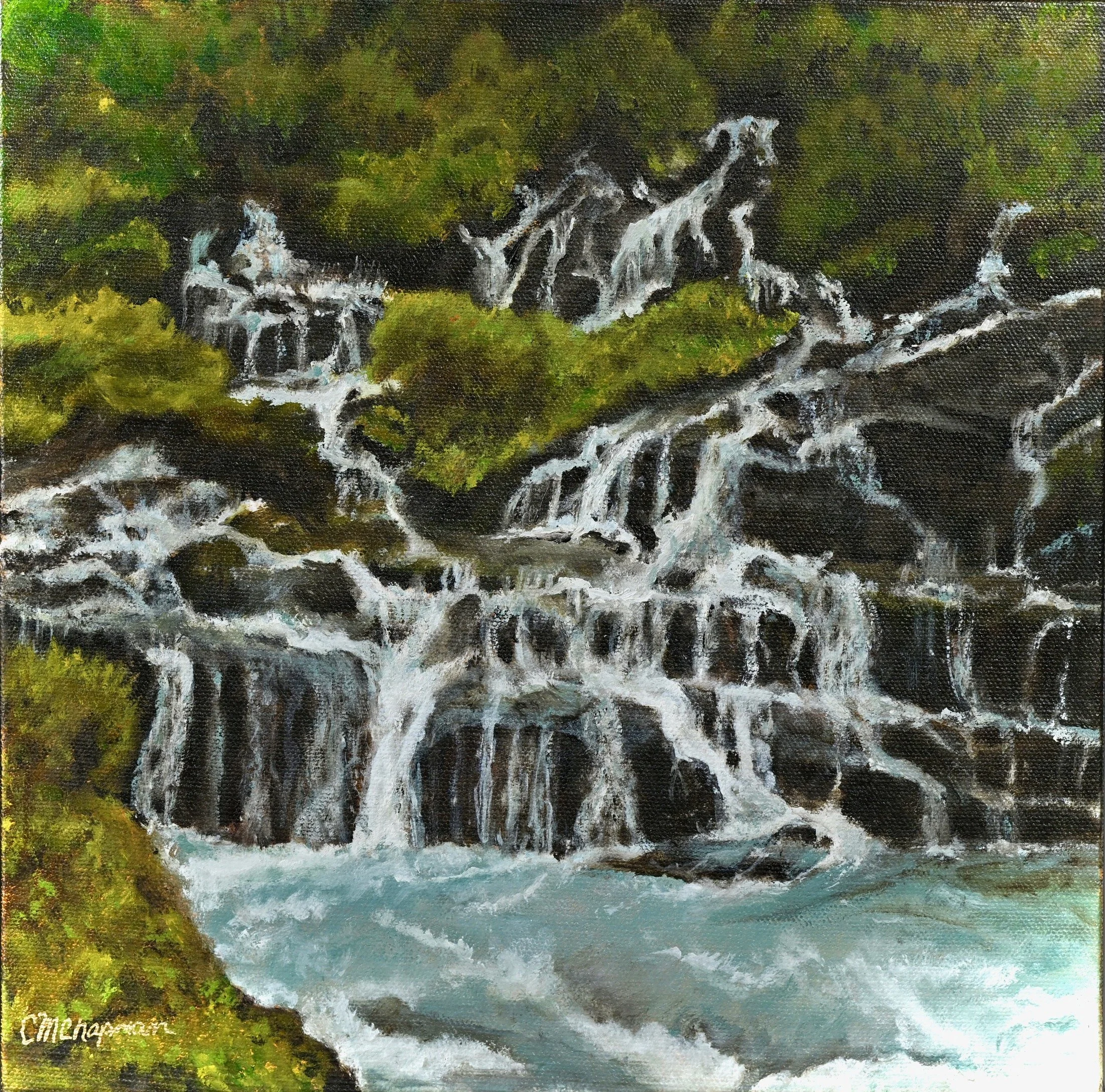 Icelandic Falls, Oil on Canvas, 12:x12", Wrapped

