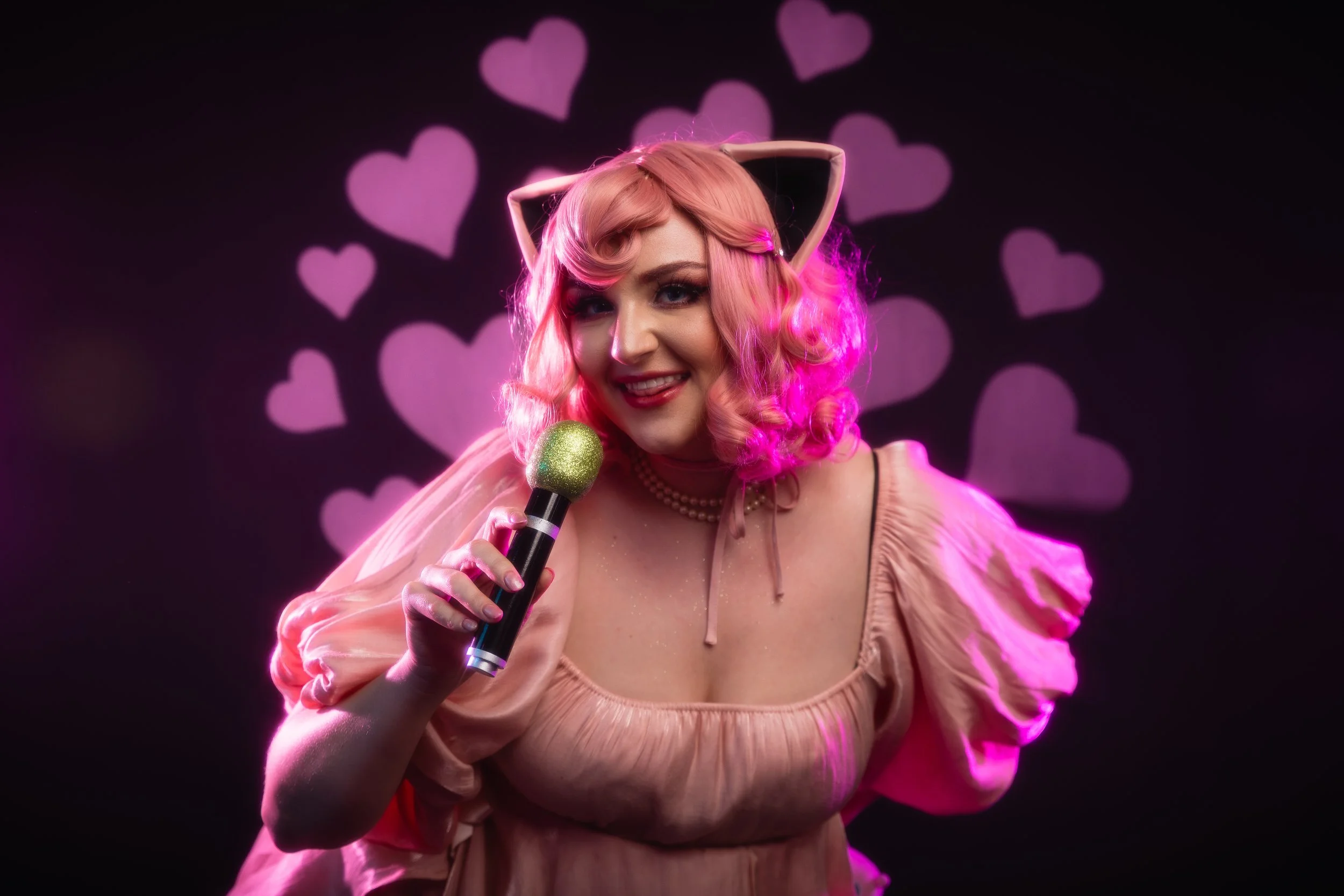 Jigglypuff pokemon cosplayer photo shoot in studio