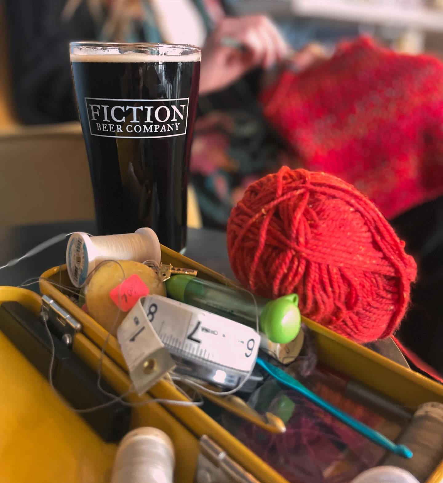 Our taproom is a perfect space for any of your crafting hobbies 🧶