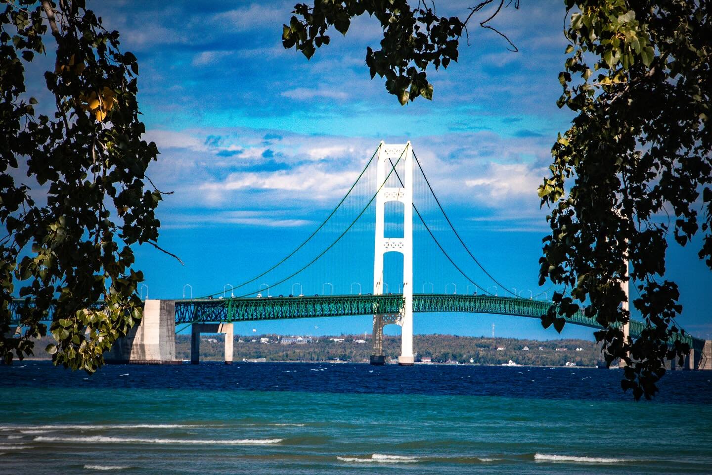Caught the Mackinac Bridge in all its glory on a partly cloudy day! 🌥️ The shifting skies only make this iconic structure even more breathtaking. Shot with my Canon 70D, the details and colors really pop! 🌉 #MackinacBridge #Canon70D #PartlyCloudy #