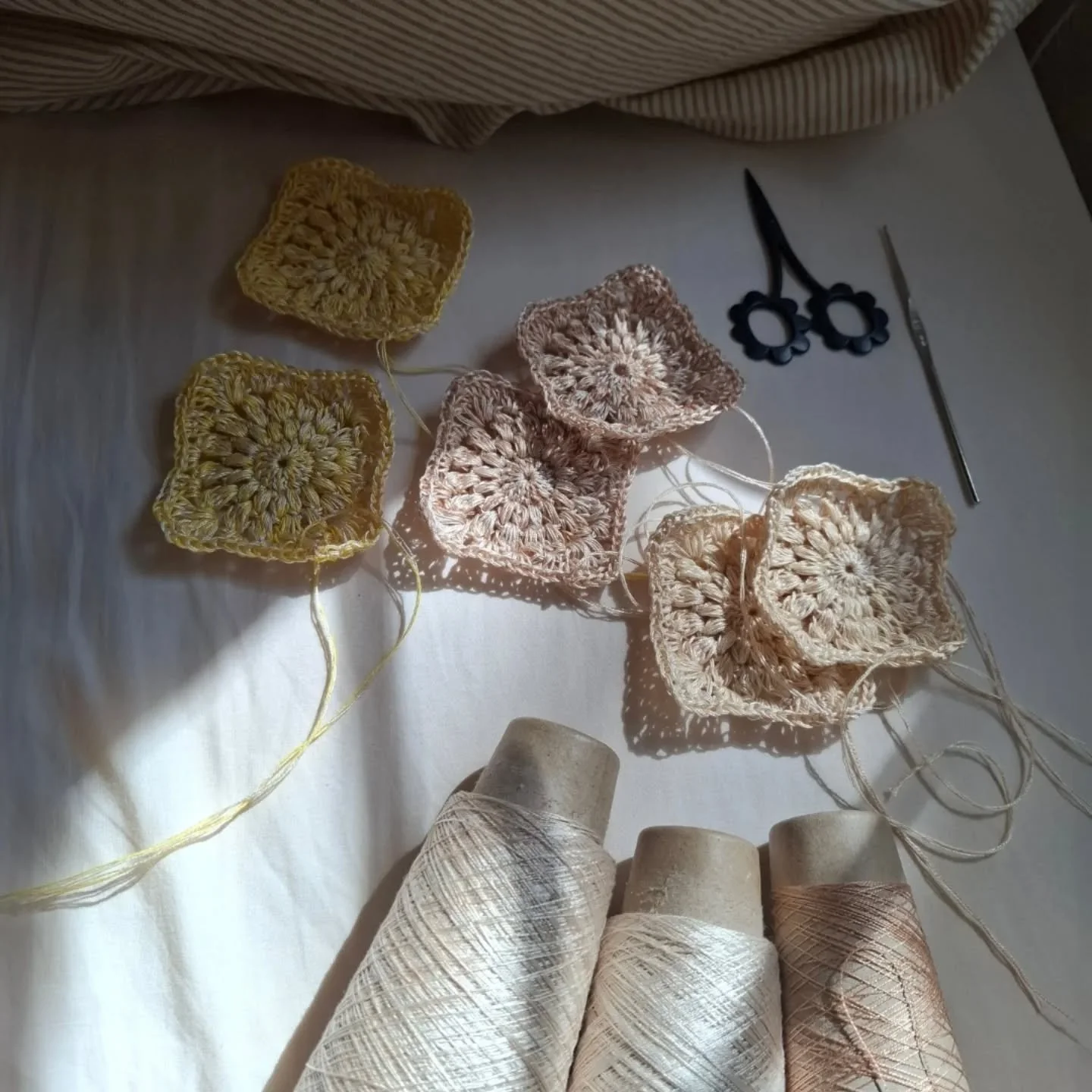 ○○○ The process of making ○○○

Hours and hours of crocheting in the comfort of my bed. Using a 1.5mm hook with fine cotton to make tonal and delicate wall hangings

Inspired by sunshine and sand at the seaside

&bull;
&bull;
&bull;
&bull;
&bull;
&bul