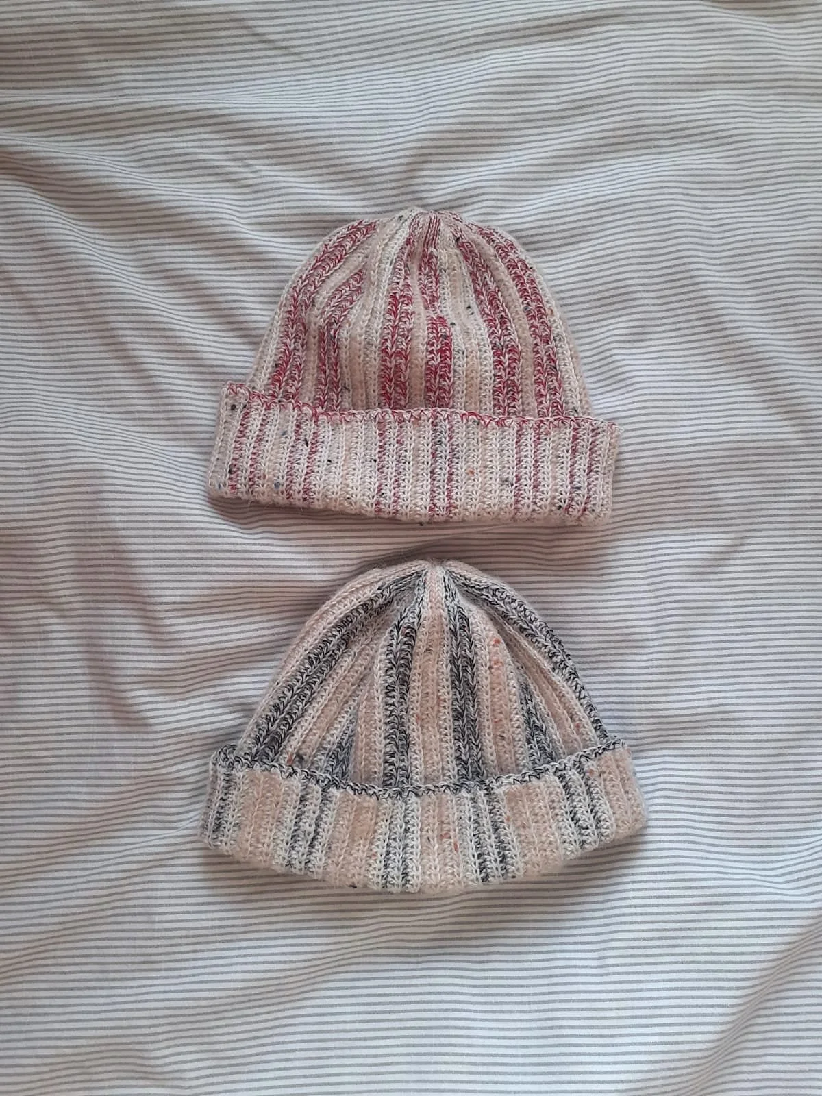 Stripe rib crochet beanie