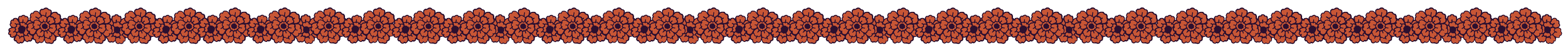 Repeating graphic of an orange marigold forms a long border.