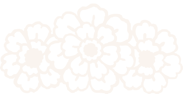 Graphic icon of outline of three marigolds.