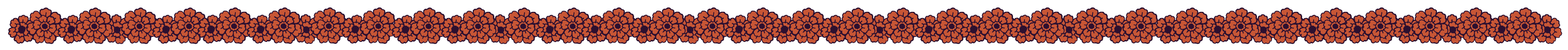 Repeating graphic of an orange marigold forms a long border.
