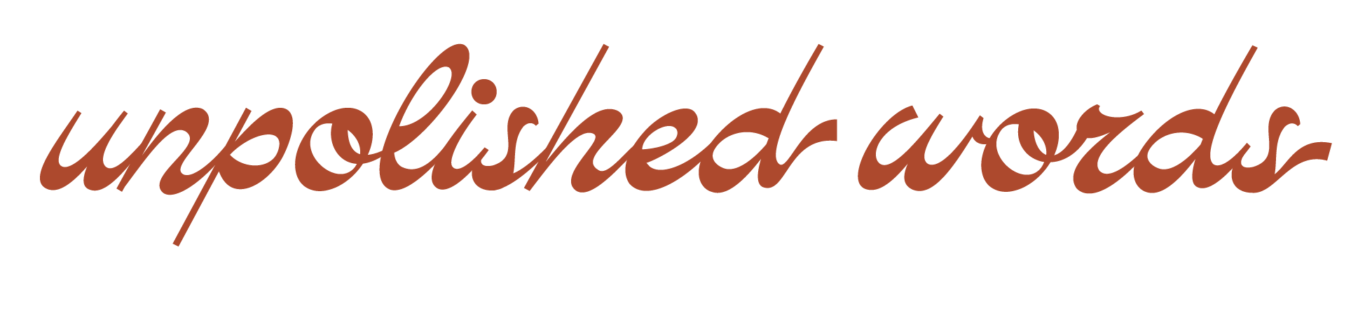 Unpolished Words logo in color canela.