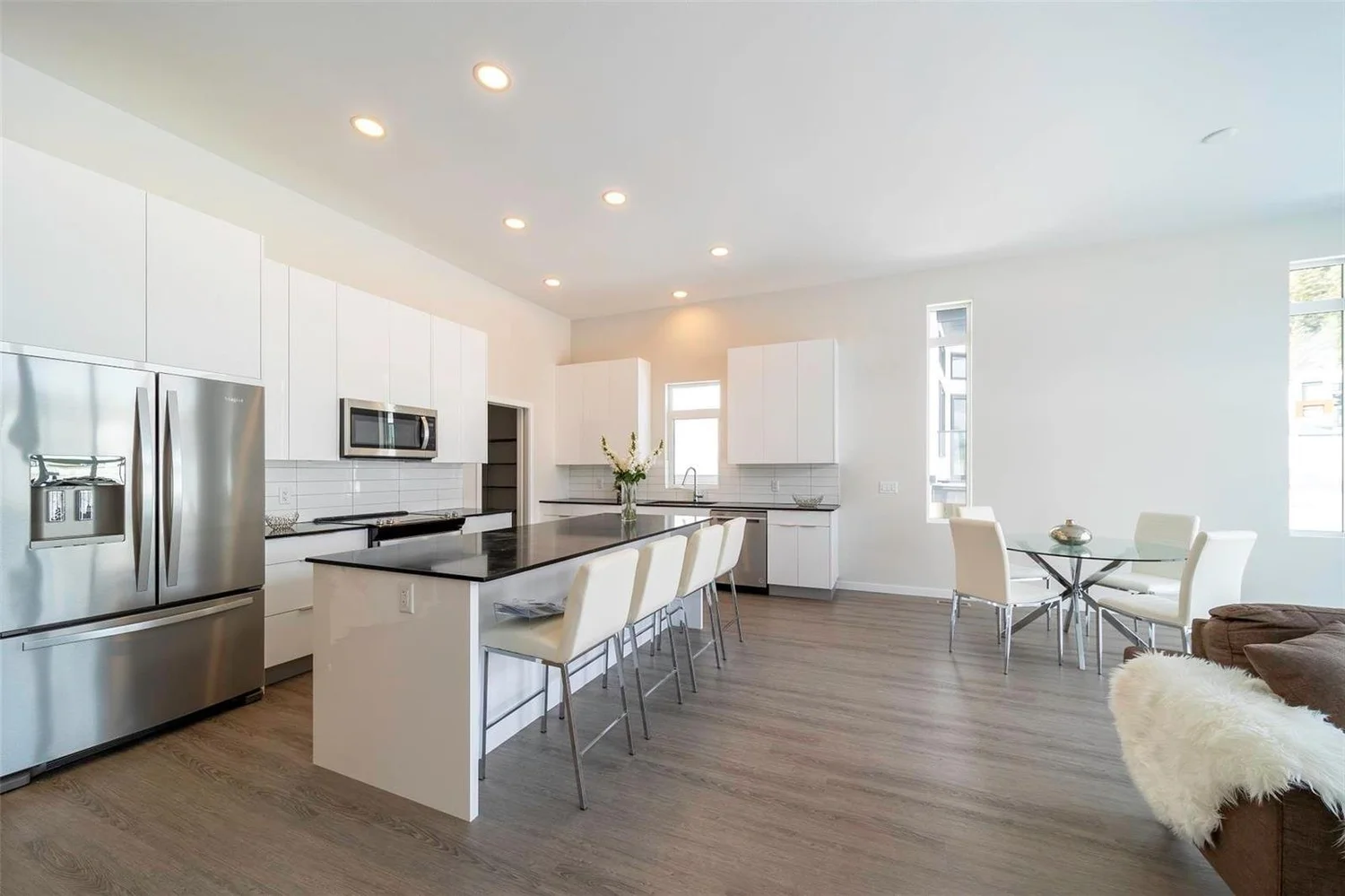 Bright kitchen and dining area