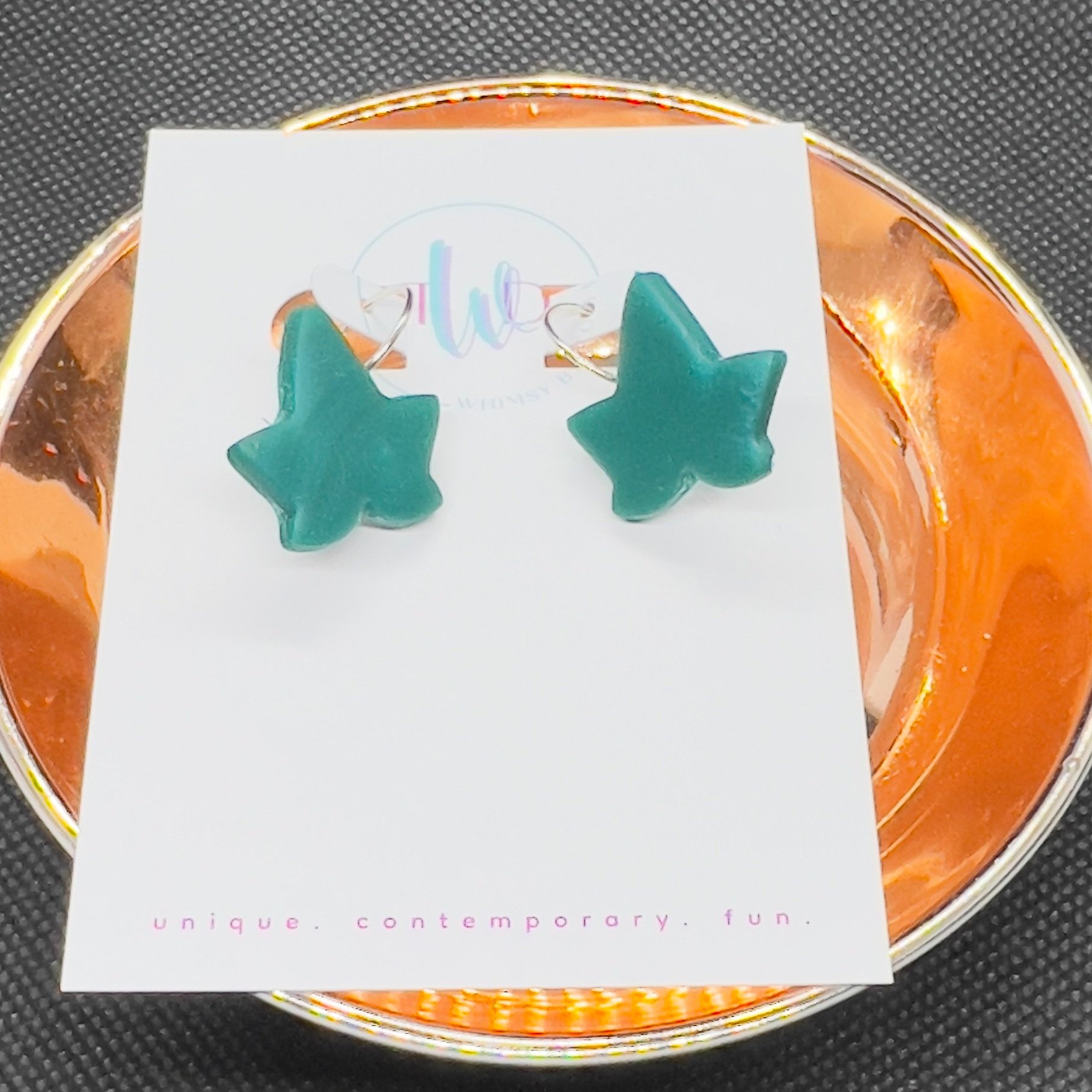 Green ivy lever back earrings