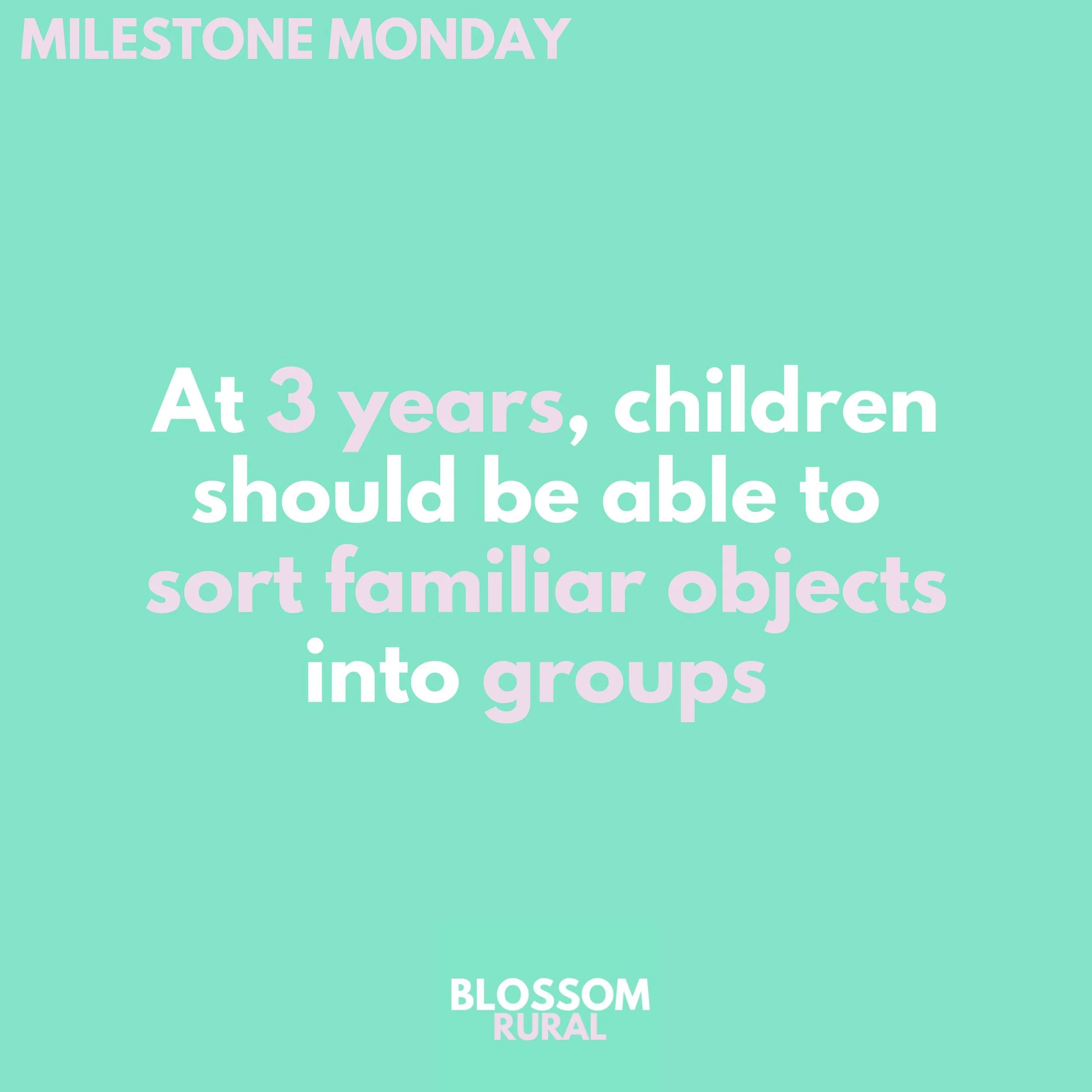 ⭐ MILESTONE MONDAY ⭐

Sorting is the ability to identify similarities and differences among a set of objects and group them accordingly 🤔

By 3 years, children should be able to sort familiar objects into groups based on their characteristics (e.g. 