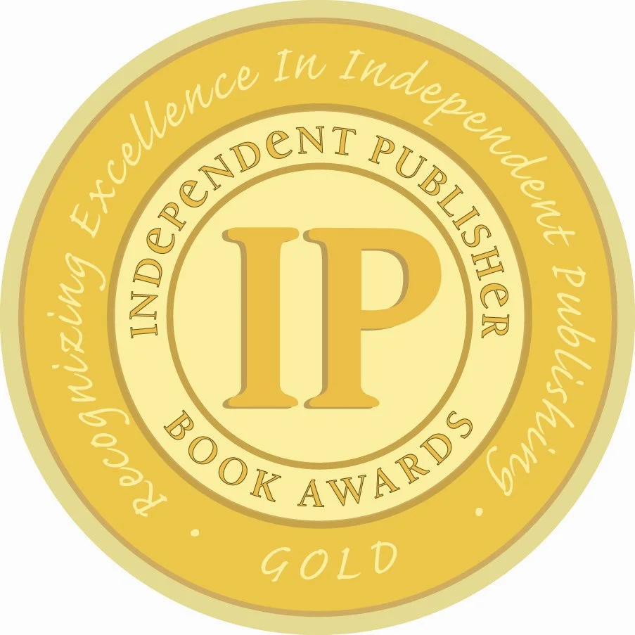 gold colored round seal which says the word gold and excellence in independent  publishing. also says independent publisher book awards