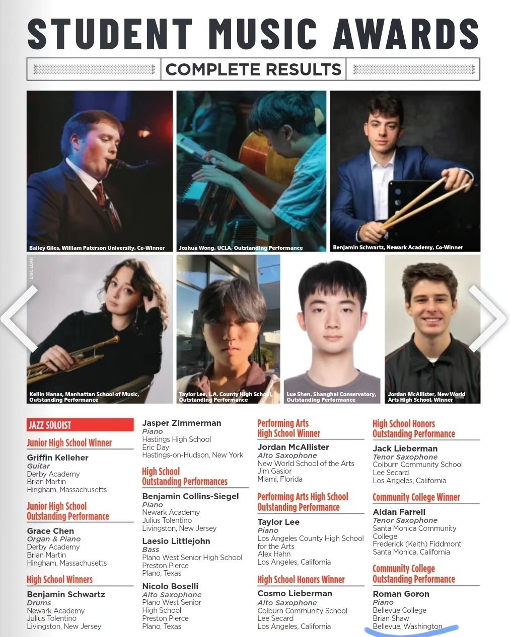 Super grateful to have been recognized for Outstanding Performance as well as Composition for the 47th Annual Downbeat Student Music Awards. Thank you @downbeat_mag!