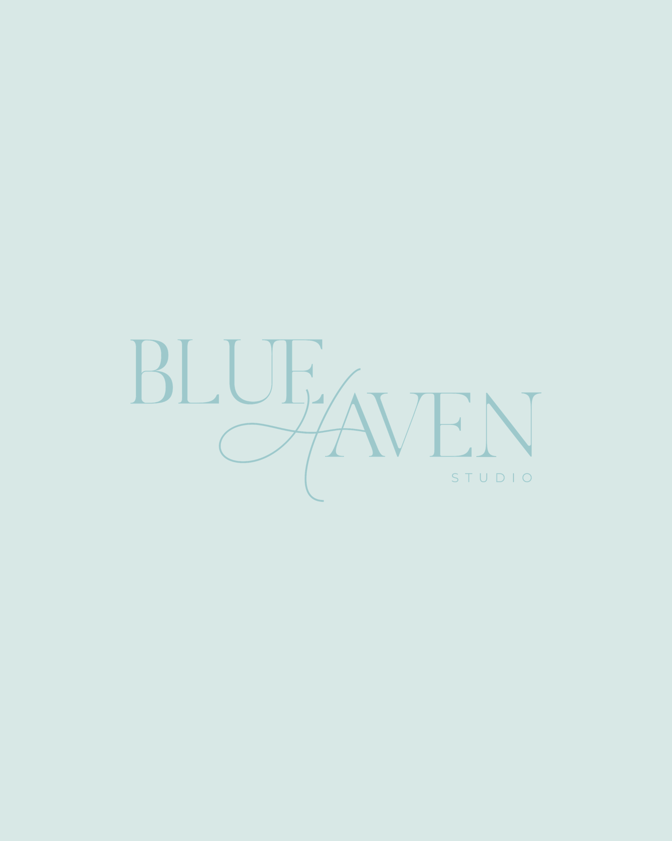 The image features a soft, light blue background with the words 'BLUE HAVEN STUDIO' in elegant, large lettering.