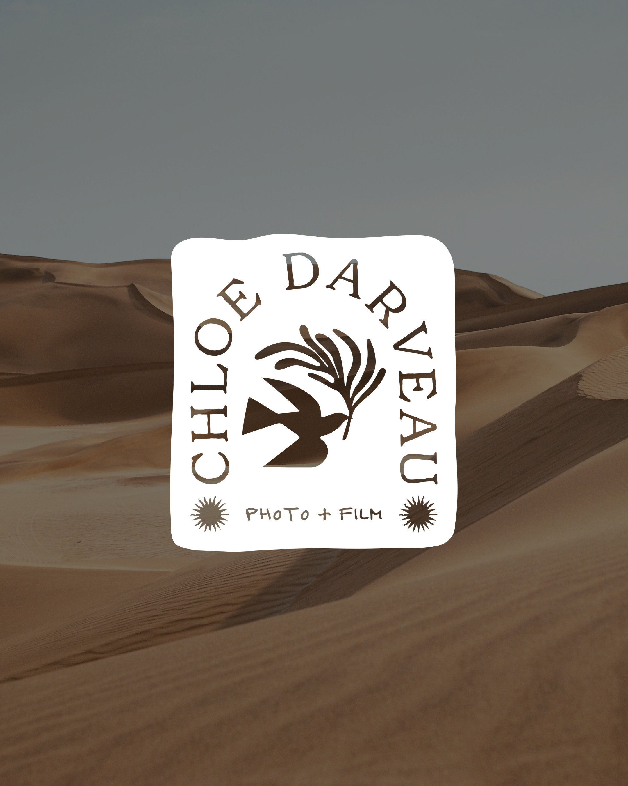 Close-up of a sticker or label on a wooden surface with the logo and text of 'The Deer Valley Photo + Film'.