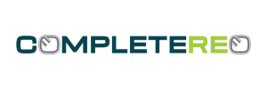 Logo for CompleteRe, with the text 'COMPLETE' in black and 'RE' in green, featuring a stylized checkbox icon.