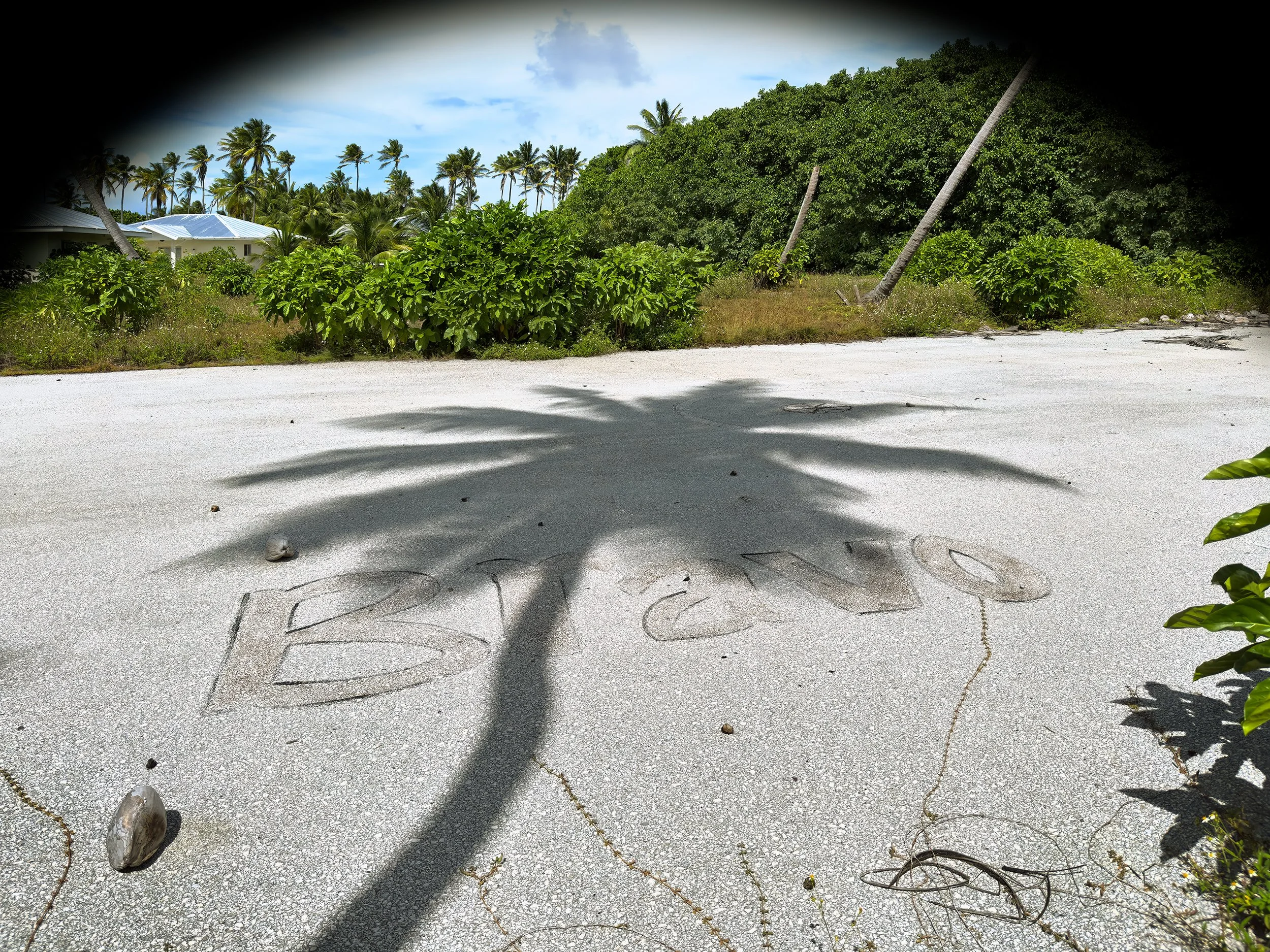  The basketball court at Rongelap. The vaporized reef from the Bravo detonation on Bikini atoll in 1954 rose into the stratosphere, drifted 120 miles east and fell onto the island of Rongelap, sickening residents and making the island uninhabitable. 