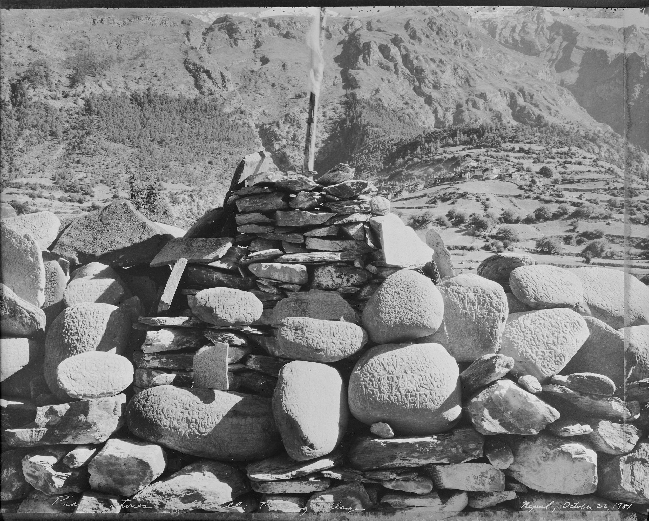  Prayer stones and wall, Pisang Village, Nepal   (10/22/81)