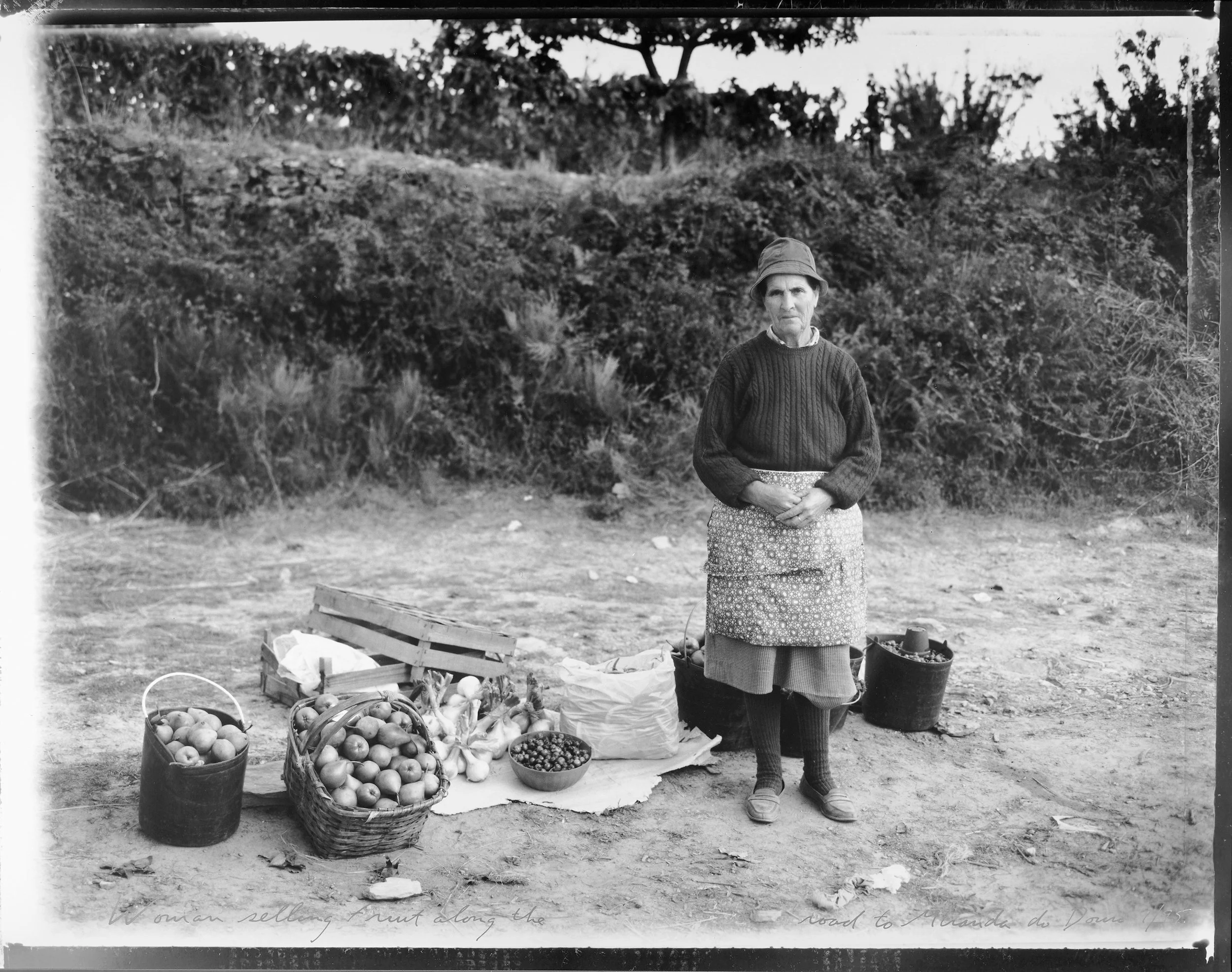 Woman selling fruit along the road to Miranda do Douro 7/95