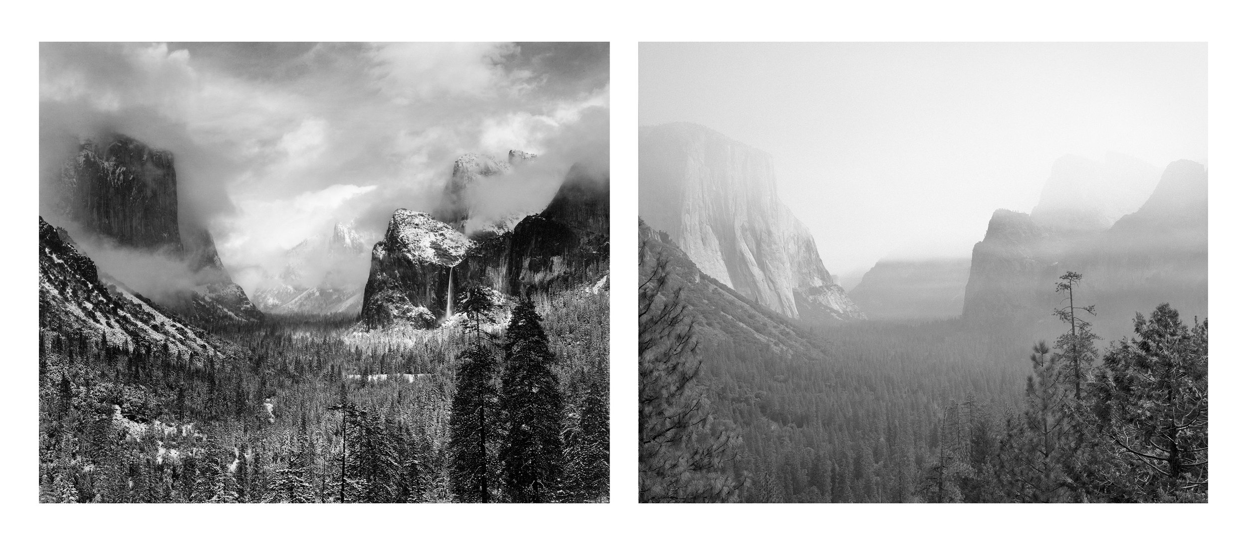 Ansel Adams, Clearing Winter Storm, 1944
Mark Klett and Byron Wolfe, Clearing Autumn Smoke, controlled burn, 2002