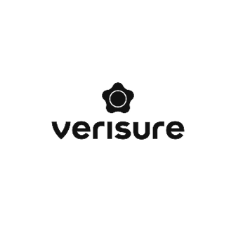 Verisure logo with a black flower icon above the company name in black text.