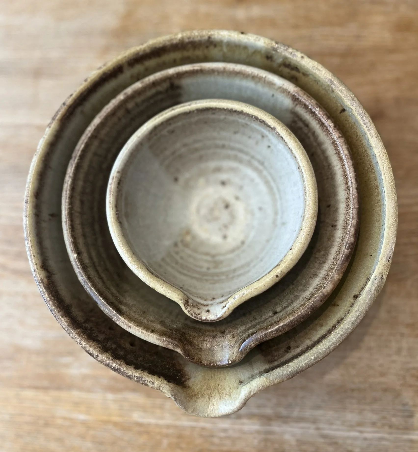 Dolomite glazed,  anagama fired, nesting bowls