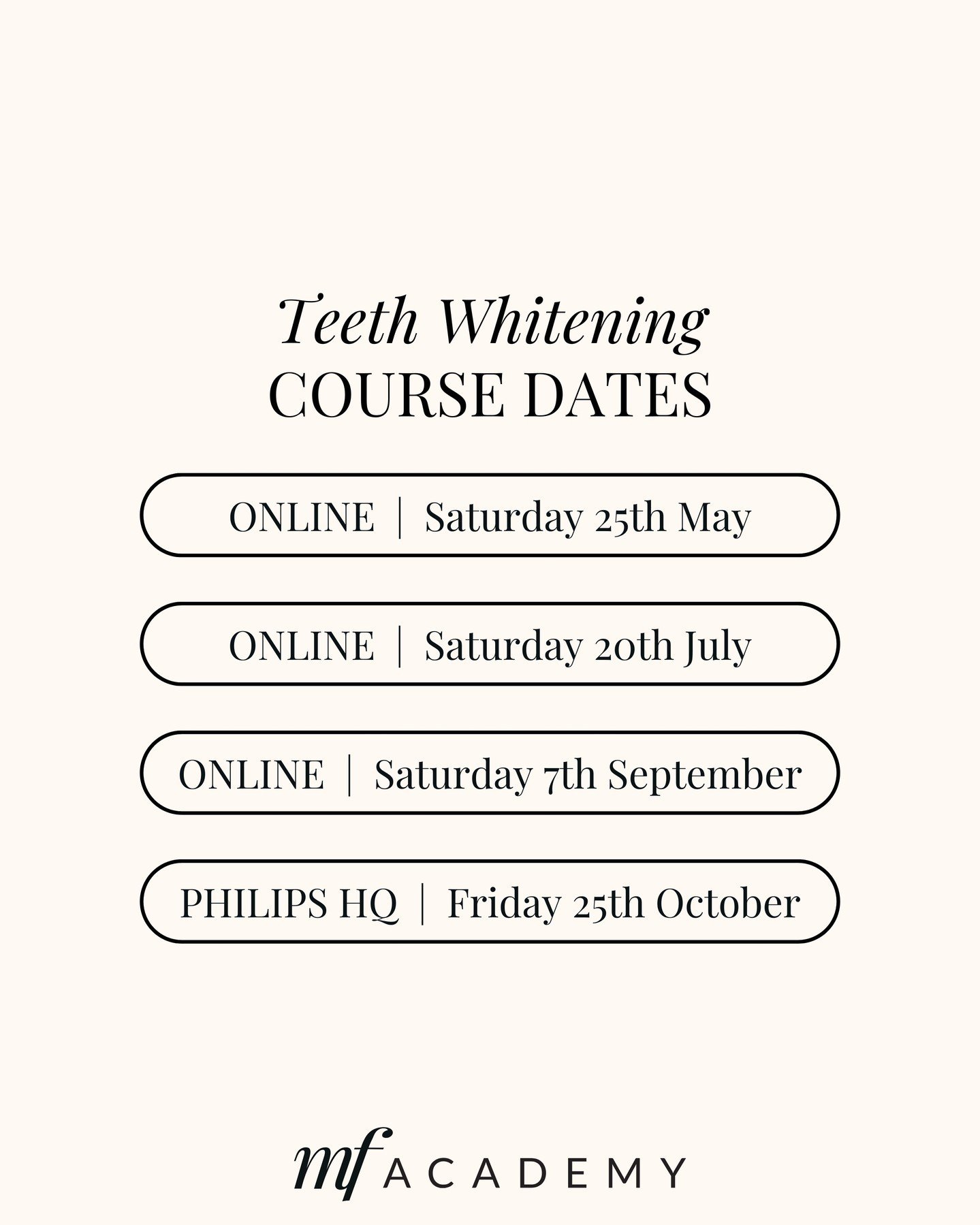 Take a look at my upcoming course dates!

Dental Hygienists, Dental Therapists and Dentists it's time to take the next steps in boosting your career and join me on my training courses at the Megan Fairhall Academy in association with Philips and DMG!
