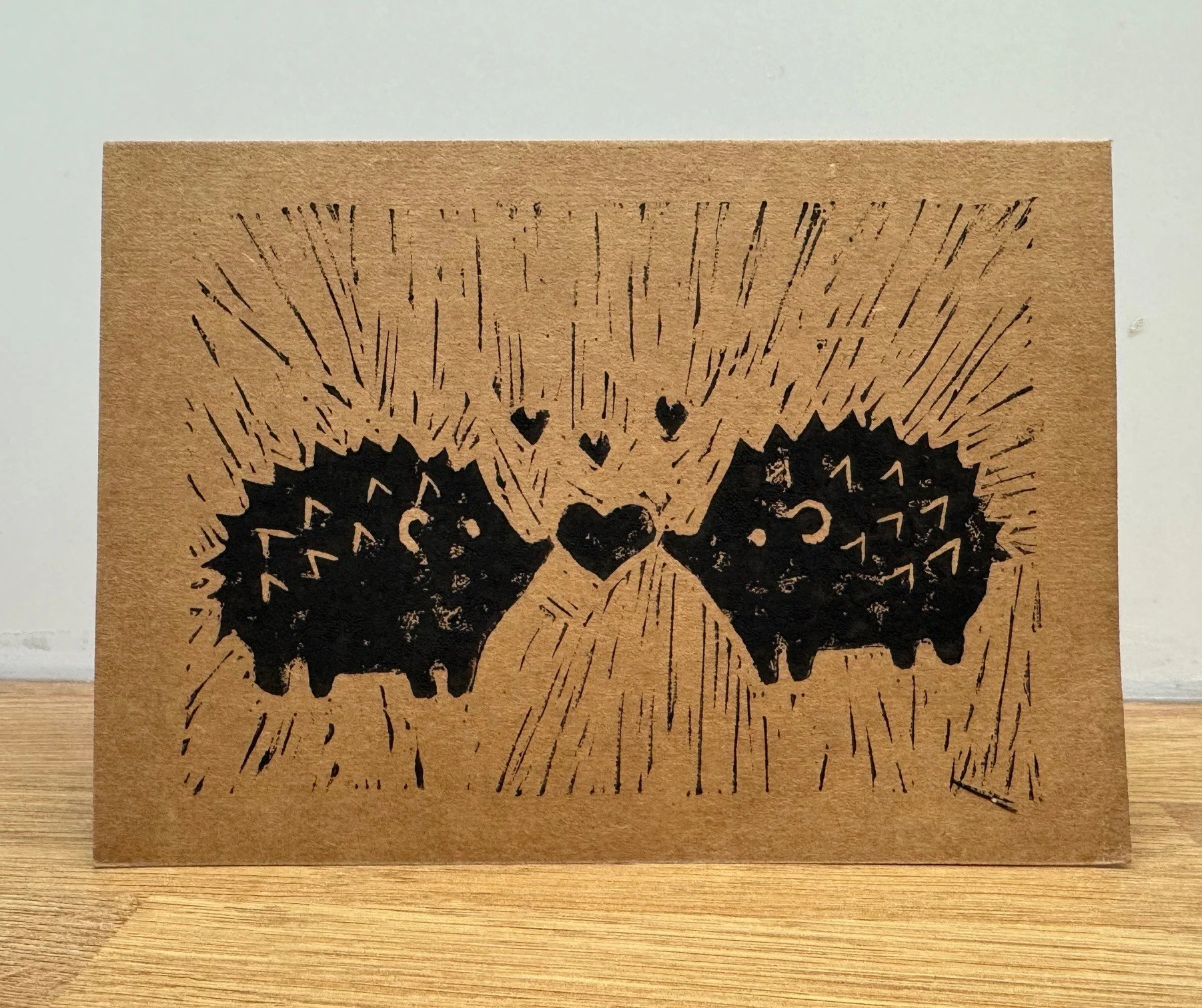 Hand-Printed Heart Lino Cut Card