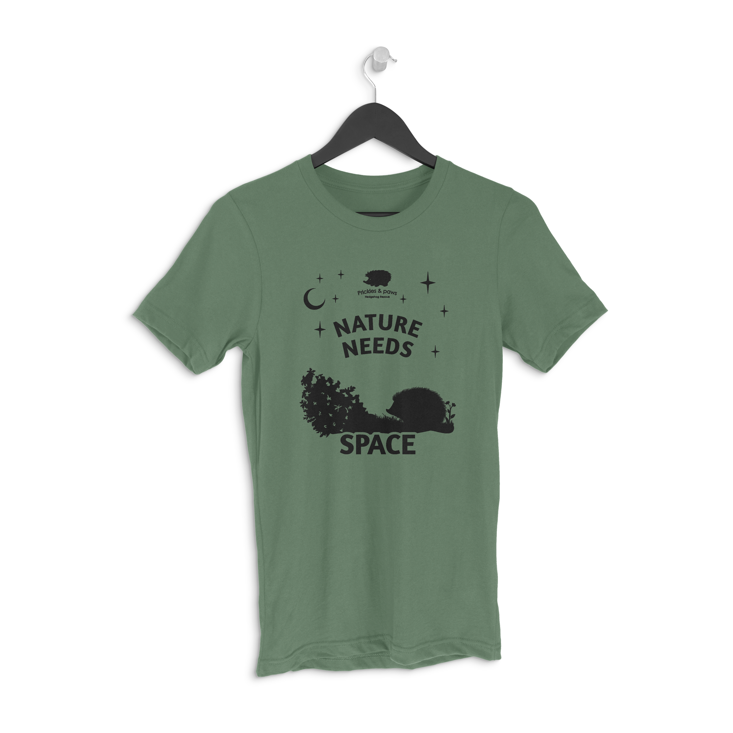 nature needs space military green T-shirt mock up.png