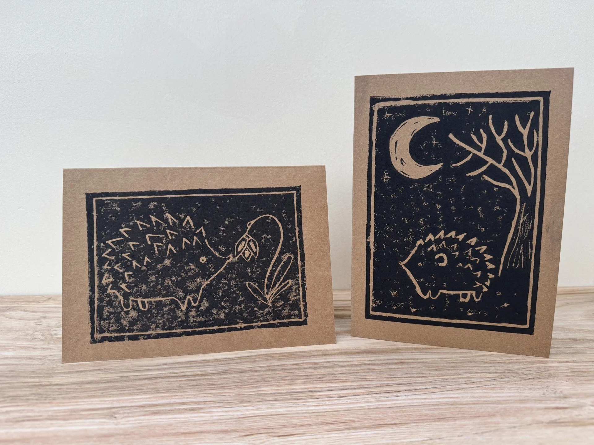 Hand-Printed Lino Cut Card Set