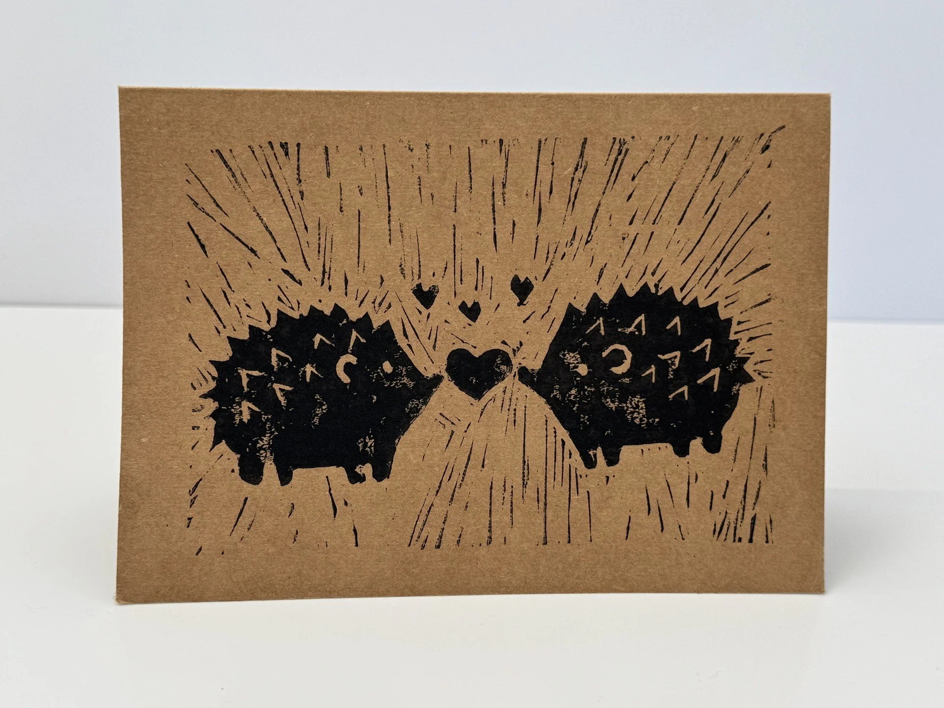 Hand-Printed Heart Lino Cut Card