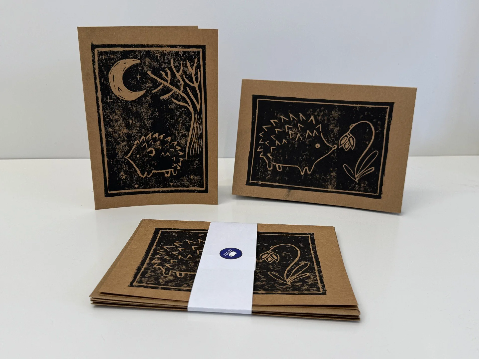 Hand-Printed Lino Cut Card Set