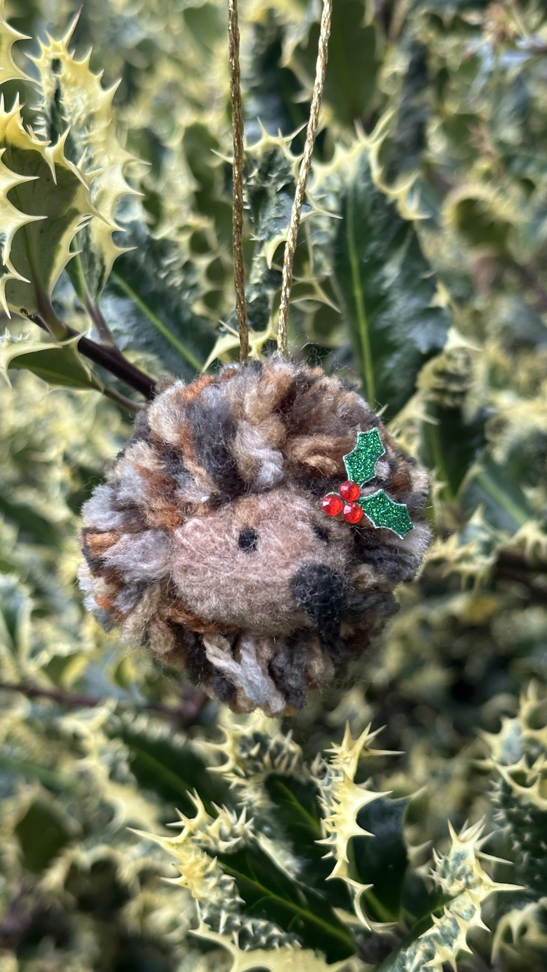 Pom Pom Hedgehog Christmas Decoration