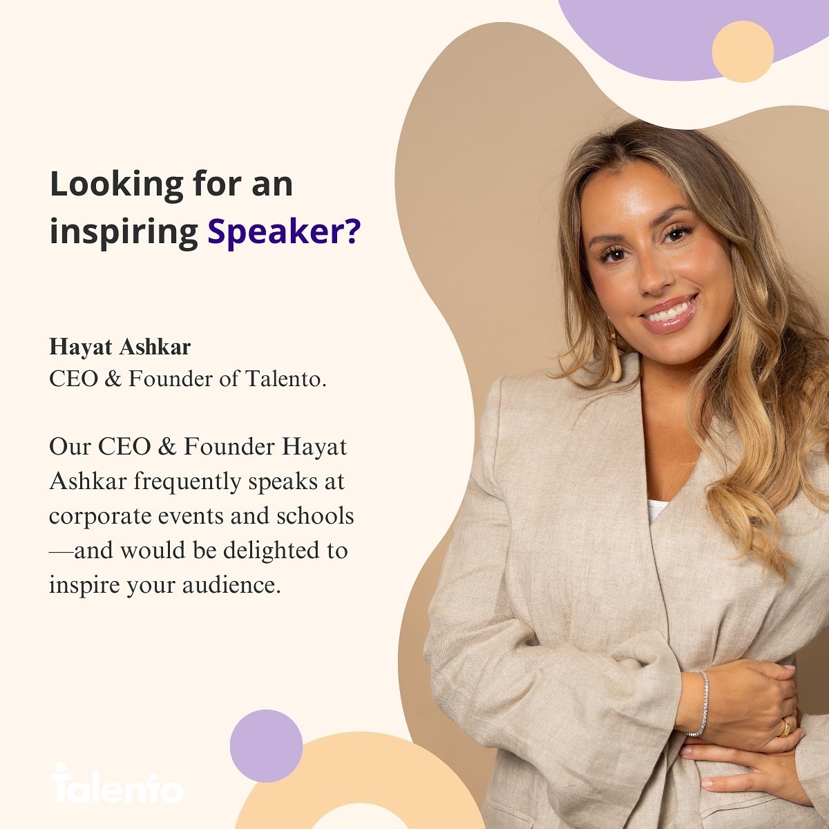 Hayat &auml;r en passionerad entrepren&ouml;r som brinner f&ouml;r att inspirera och dela med sig av sin resa om att bygga f&ouml;retag fr&aring;n grunden. Nu har du chansen att boka henne som talare f&ouml;r just ditt event! 

L&auml;r dig mer om en