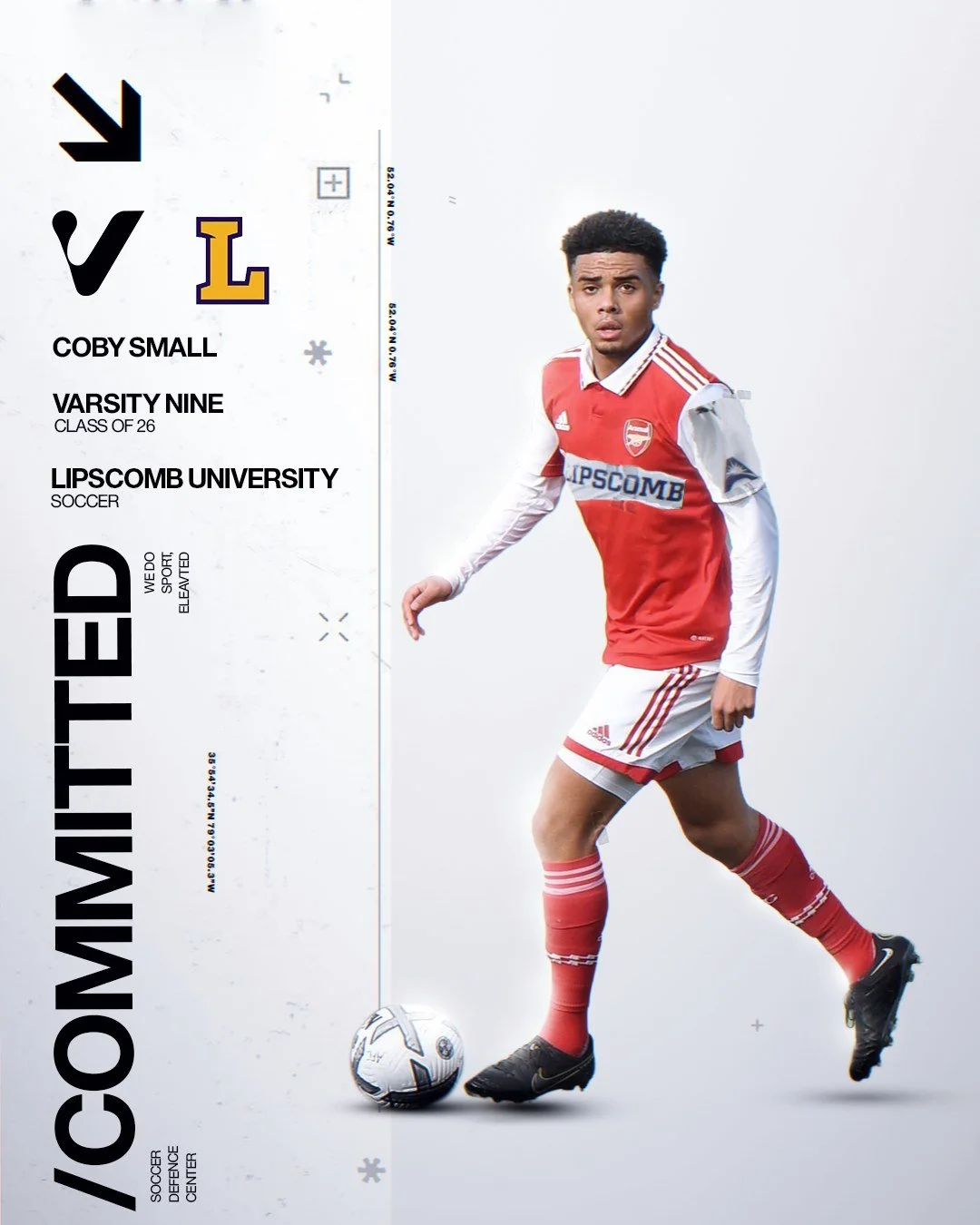 Committed: coby.small

Congratulations to Varsity Nine athlete Coby Small on his commitment to join Lipscomb Men&rsquo;s Soccer 👏 

Coby developed through the prestigious Arsenal Academy, where he completed his scholarship, and also represented AFC 