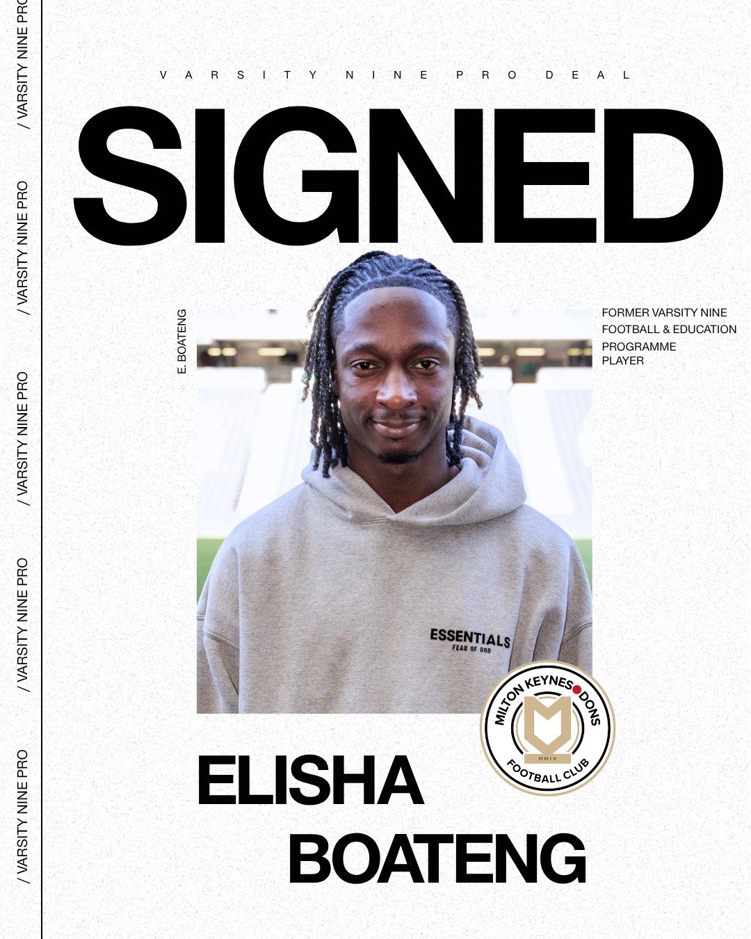 Contract extended ✍️ 

Proud to see former Football &amp; Education Programme player Elisha earn a contract extension at MK Dons after signing for the club in January. A reflection of the hard work, commitment and high standards he&rsquo;s shown thro