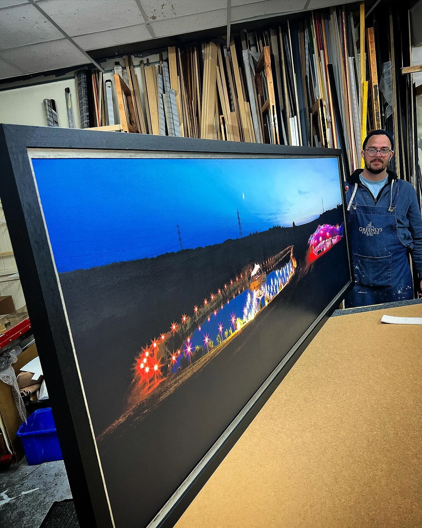 Large oversize canvas print - stretched and framed in-house @greenlysframing. #bespokeframing #greenlysframing #pictureframing #creativeframing #mounting