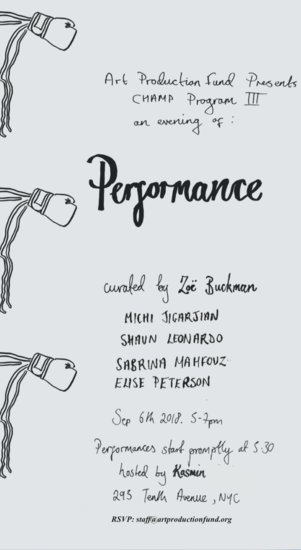 CHAMP: AN EVENING OF PERFORMANCE CURATED BY ZOE BUCKMAN