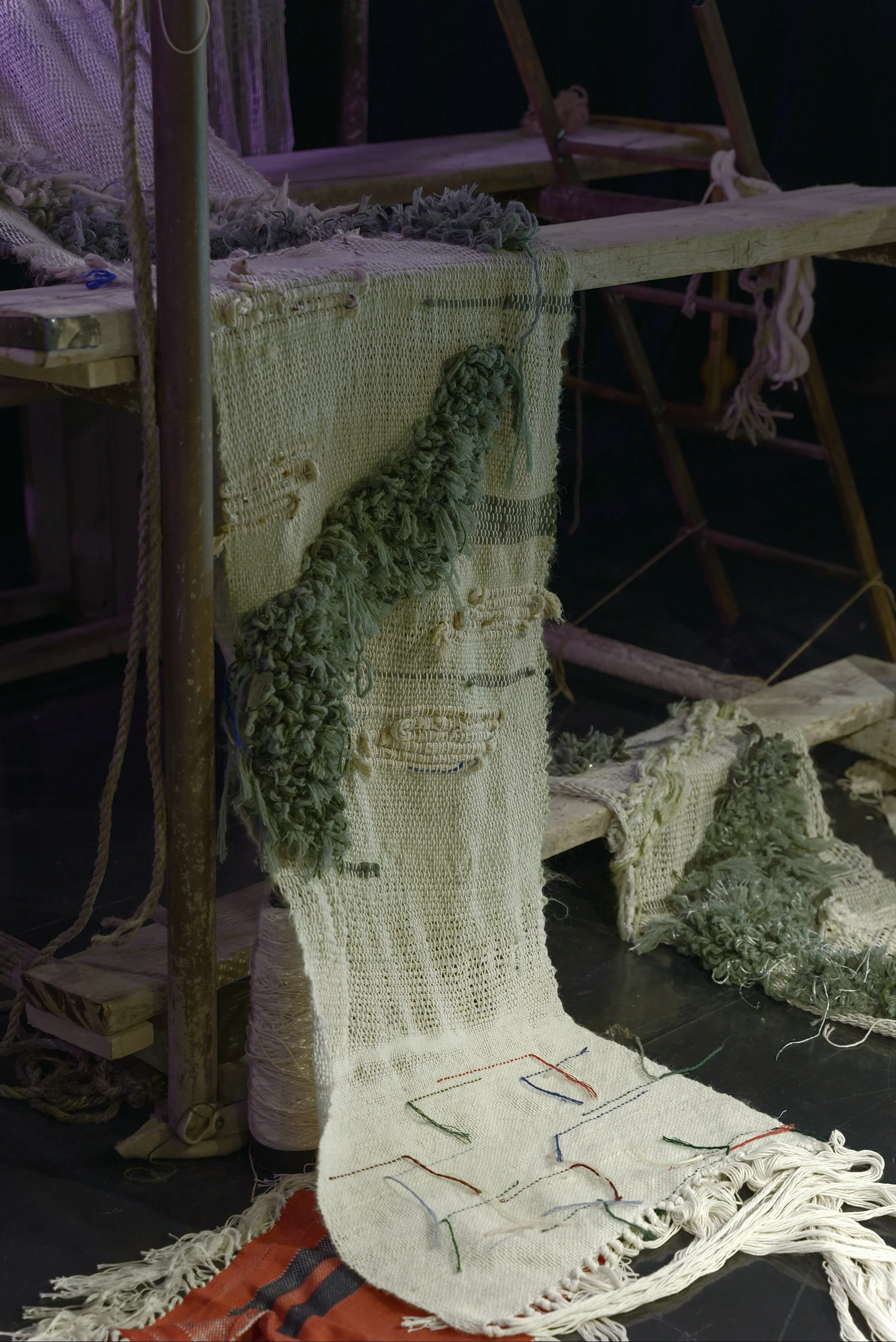 woven set for Aretousa and Erotokritos theatre production