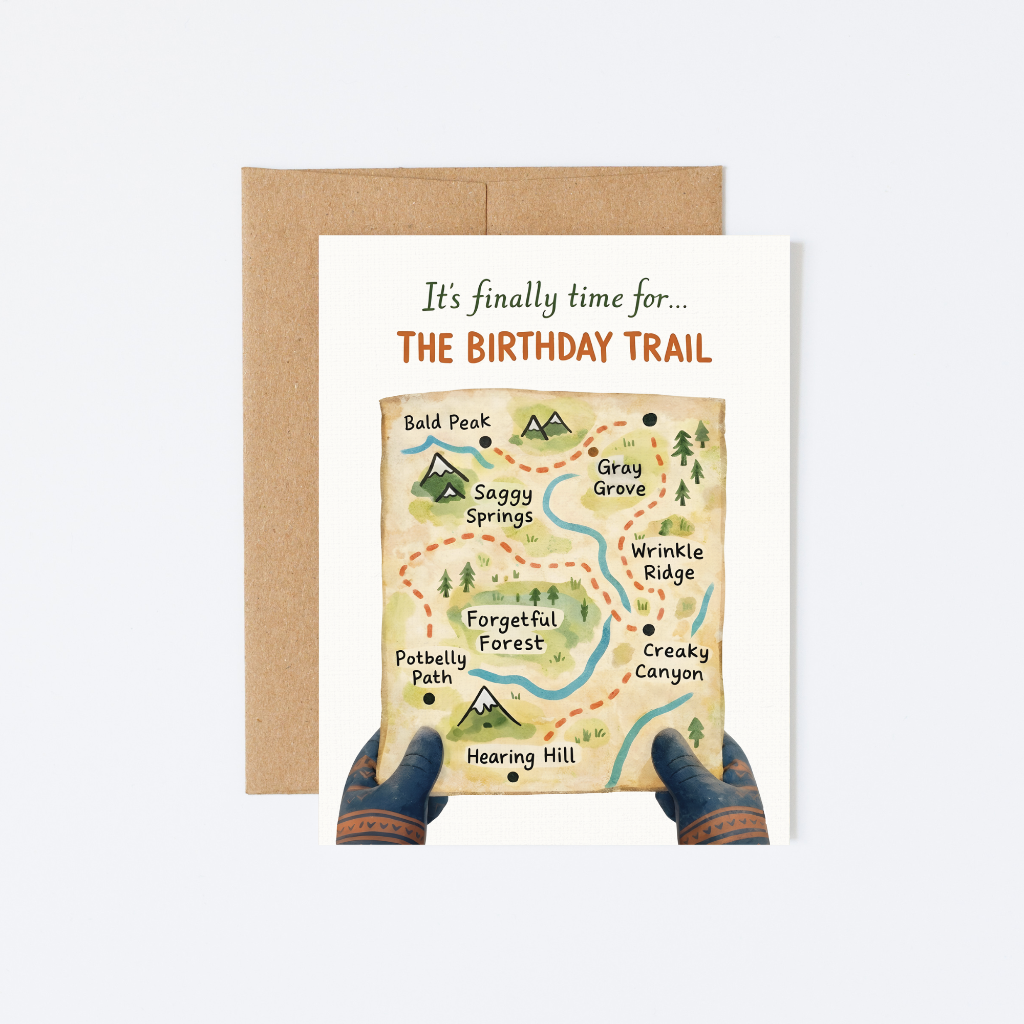 Birthday Old Age Trail Map Card