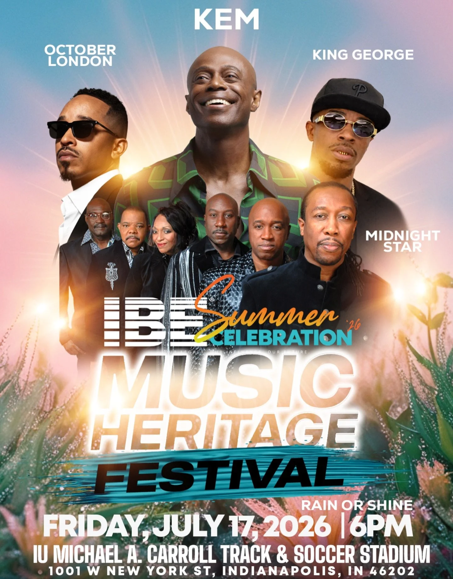 The vibes are about to be unmatched in Indianapolis! 🎶🔥

KEM, October London, King George, and Midnight Star are all hitting the stage for the IBE Summer Celebration Music Heritage Festival.

📍 IU Michael A. Carroll Track &amp; Soccer Stadium
📅 F