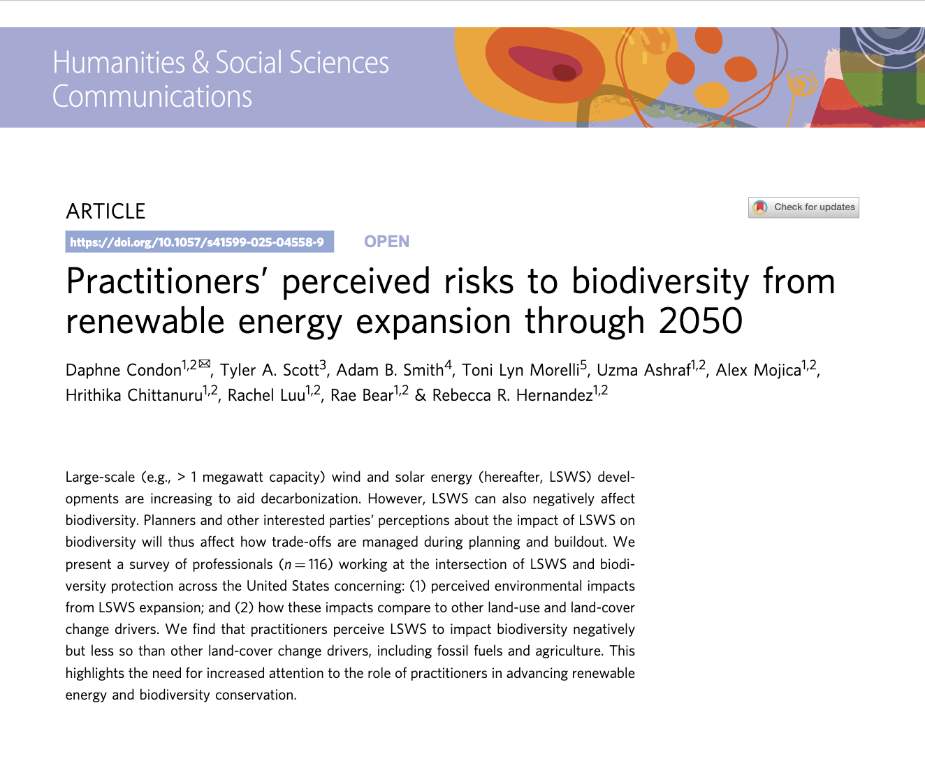 New Study: What Do Solar and Wind Experts Think About Renewable Projects’ Risk To Biodiversity?
