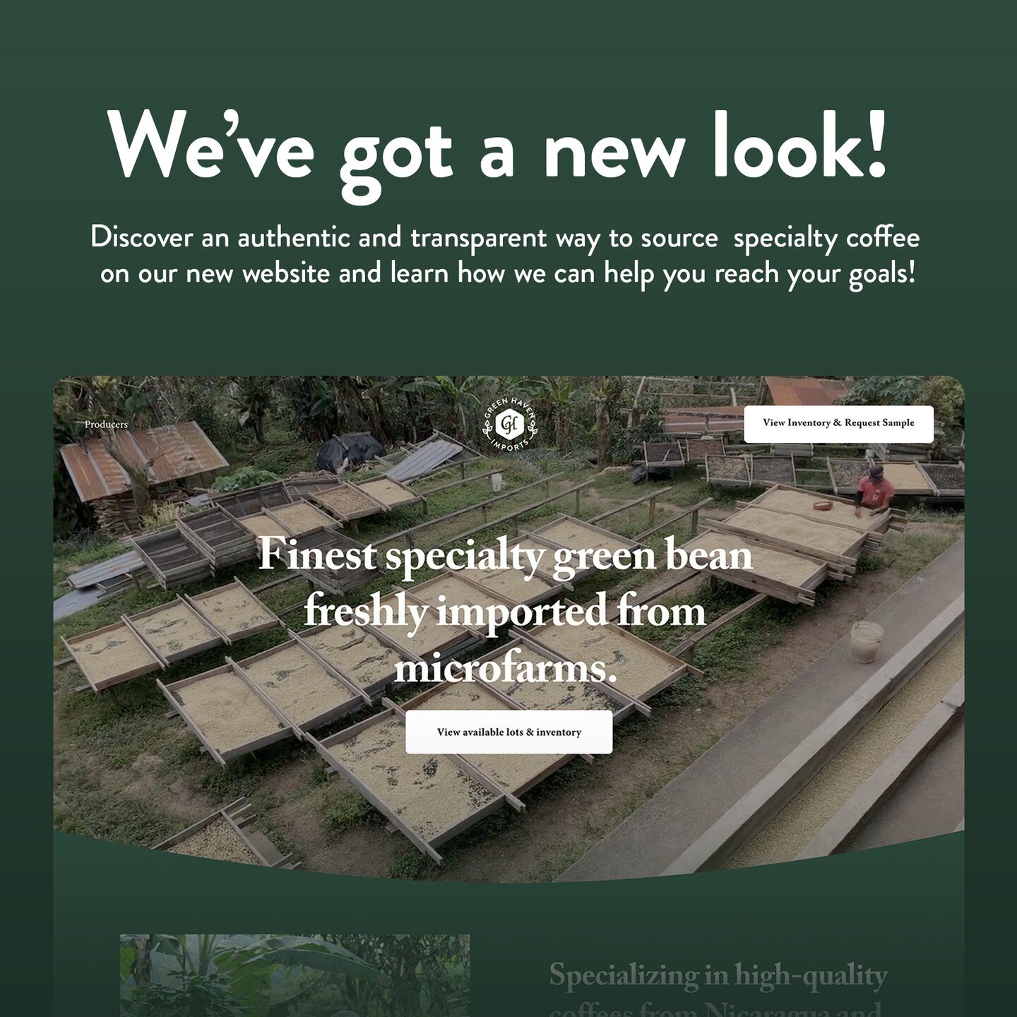 We're delighted to announce that we have revamped our website, offering improved user experience.

At Green Haven Imports, we specialize in importing exceptional specialty coffees from around Nicaragua. Our redesigned website highlights our commitmen