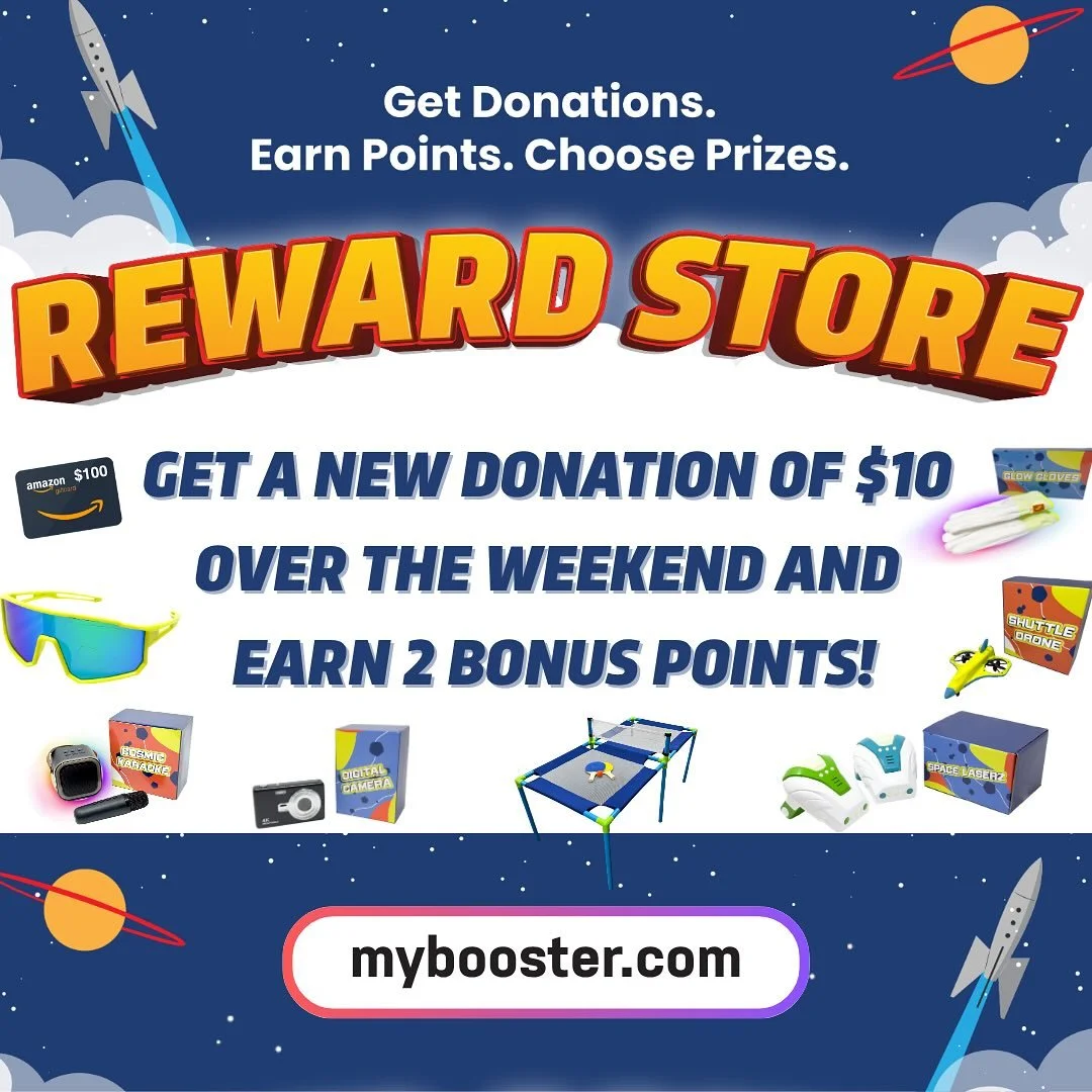Masonboro Families! Who&rsquo;s ready for a weekend challenge?!🙋&zwj;♀️ Get a $10 flat donation before Monday and you&rsquo;ll score BONUS POINTS to the online Reward Store on mybooster.com. Good luck!

***Please note this change from yesterday&rsqu