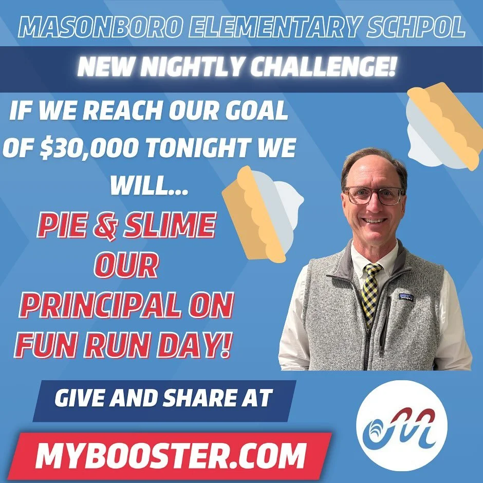 Masonboro Patriots! We have achieved our Two-Day goal in ONE NIGHT and we are less than $700 from our goal!🤩 We have decied to do ONE LAST nightly challenge to end off our Boosterthon Program! If we reach our goal of $30,000 by Wednesday Morning the