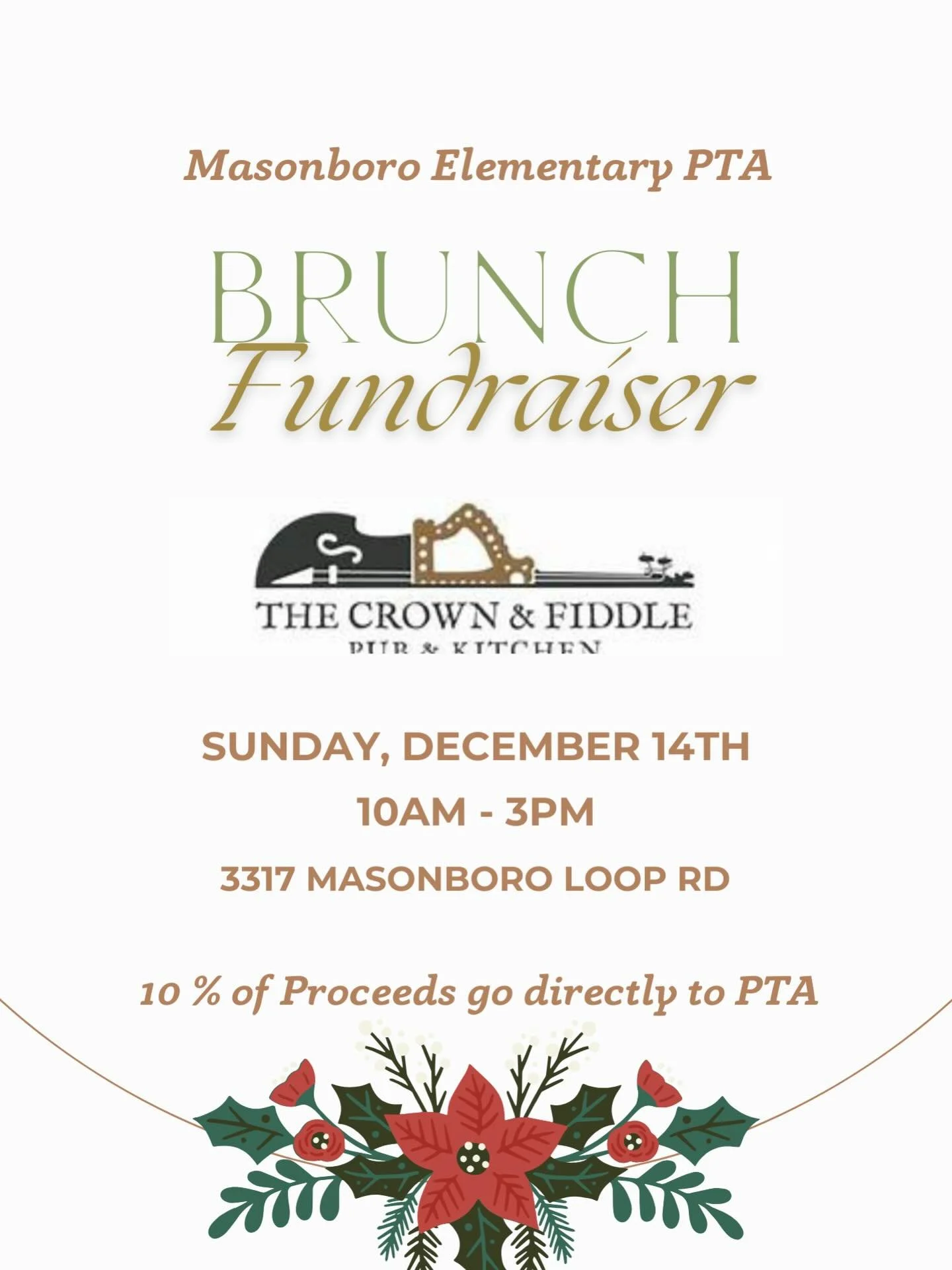 Come out to Crown &amp; Fiddle this Sunday, December 14, 10 AM- 3 PM and support the Masonboro PTA!